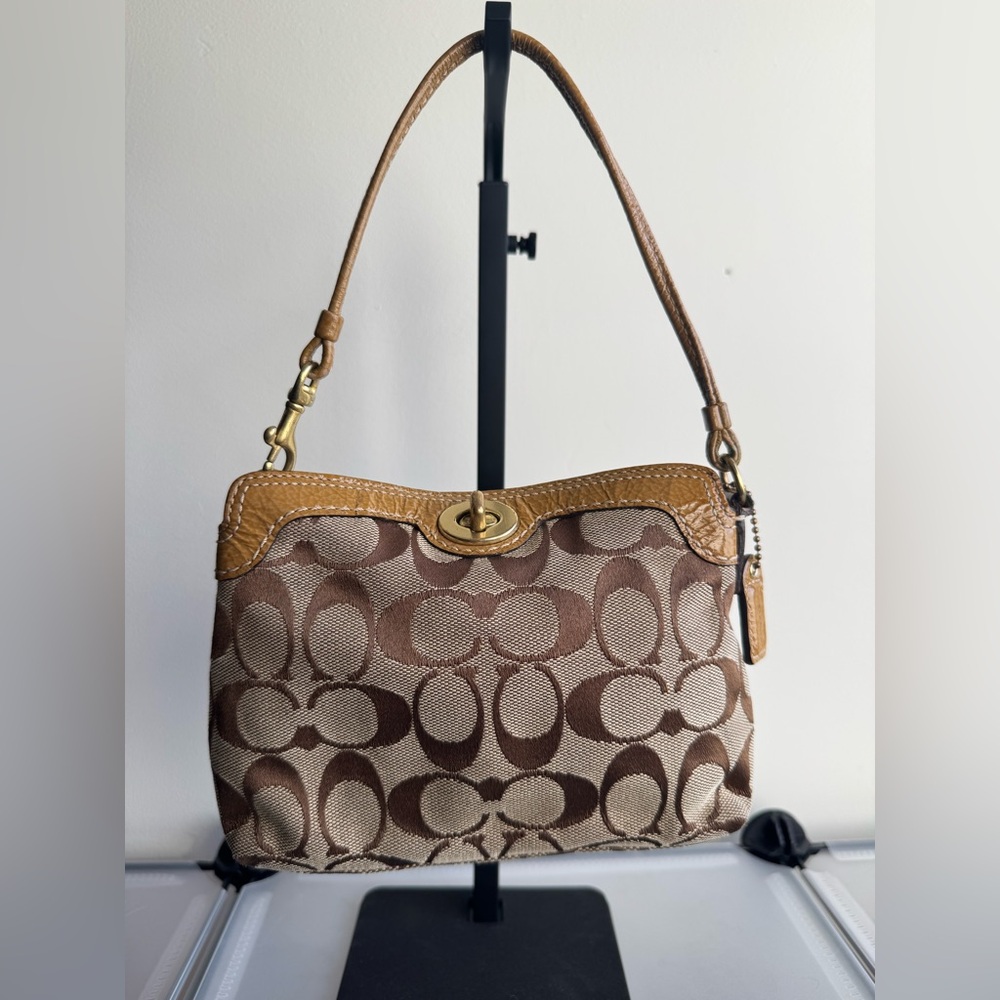 Coach Y2K Tan Signature Turnlock Mini Shoulder Bag - Picture 1 of 7